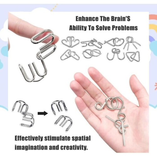 Puzzle - Metal - 8 Pieces - Educational Puzzle - Logic Game - Improves Coordination 2