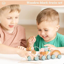 Babyspielzeug für 1-, 2- und 3-Jährige – Montessori-Holzzug – Nachziehspielzeug zur Förderung der Entwicklung – Ideales Weihnachts-