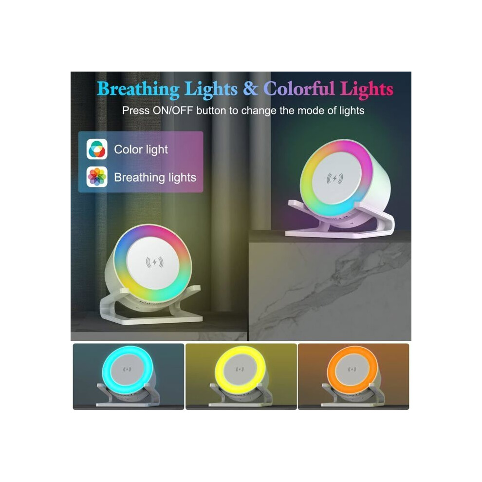 Bluetooth Speaker With Night And Wireless Charger, Touch-Dimmable Bedside Lamp With 5 Rgb Ing Modes Light 9102920996003