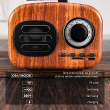Retro Brown Portable Bluetooth Speaker, Mini Wireless Portable Speaker, Gramophone, TF Card Support, FM Radio, Vintage Radio