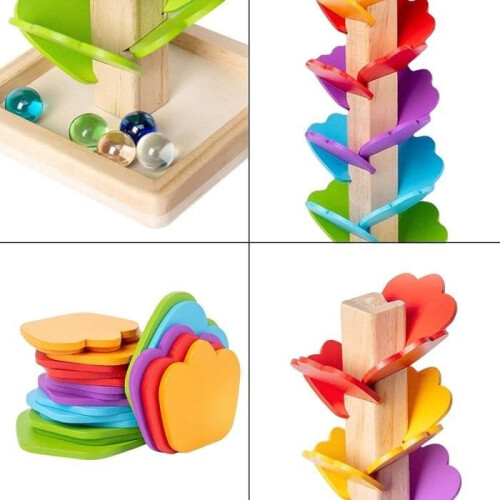 Educational Learning Toy - ZGEER - Tree - Marble Run - Natural Wood 2