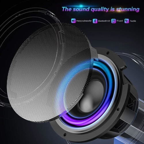 Portable Bluetooth Speaker with Lights - Wireless LED Bluetooth 4.2 Stereo Speaker SoundBox - 10h 2000mA 1