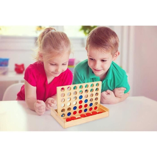 Vier gewinnt-Brettspiel, Reisegröße, Vier gewinnt-Reiseversion in einer Holzbox 2