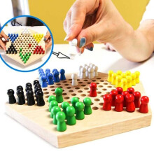 Board game - HB016 - Classic Chinese checkers game - Wooden - 60 pieces - For children aged 3 and up
