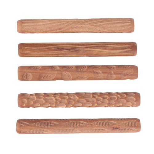 20PCS Pottery Tools Wood Hand Rollers for Clay Clay Stamp Clay Pattern Roller 2