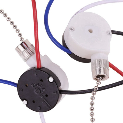 4X Ceiling Fan  Kit 3 Speed 4 Wire, Zipper Speed Control , ZE-208S Pull Wire  with Rope Silver 1