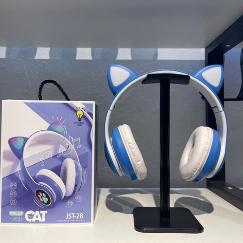 Bluetooth LED Gaming Headset, Rechargeable and Foldable Wireless Headset with Built-in Microphone, Unique Gift, Blue 2