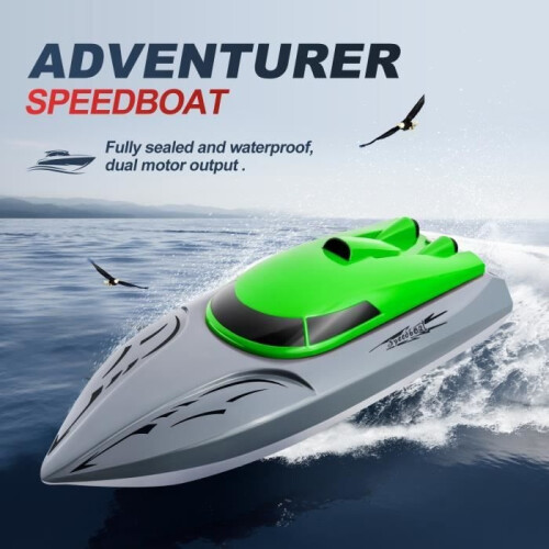 Bateau télécommandé PIMPIMSKY - Batterie rechargeable - 2,4 GHz - 20 km/h - Vert 1