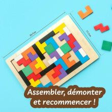 Jeu de puzzle en bois de 40 pièces, dès 3 ans – Tangram en bois, jeu vintage célèbre, casse-tête pour enfants, jouet éducatif