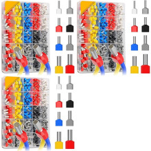 Juego de Casquillos Dobles para Cables, 1800 Piezas, Casquillos Dobles Aislados, Fundas Aislantes Multicolores.