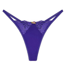 (S, Navy Blue) Women's Sexy Lace Lingerie G-string Briefs Underwear Thongs Bow Panties Knickers