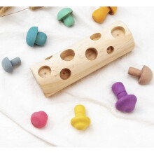 Rainbow Wooden Mushroom Picking Game for Children - Montessori - Easy Assembly