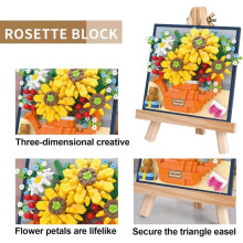 Granular Bouquet Building Block Toys, 733 Pcs Artificial Flower Building Blocks, Assembly Model