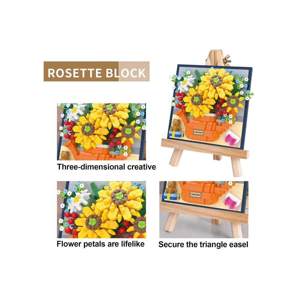 Aihontai Granular Bouquet Building Block Toys, 733 Pcs Artificial Flower Building Blocks, Assembly Model