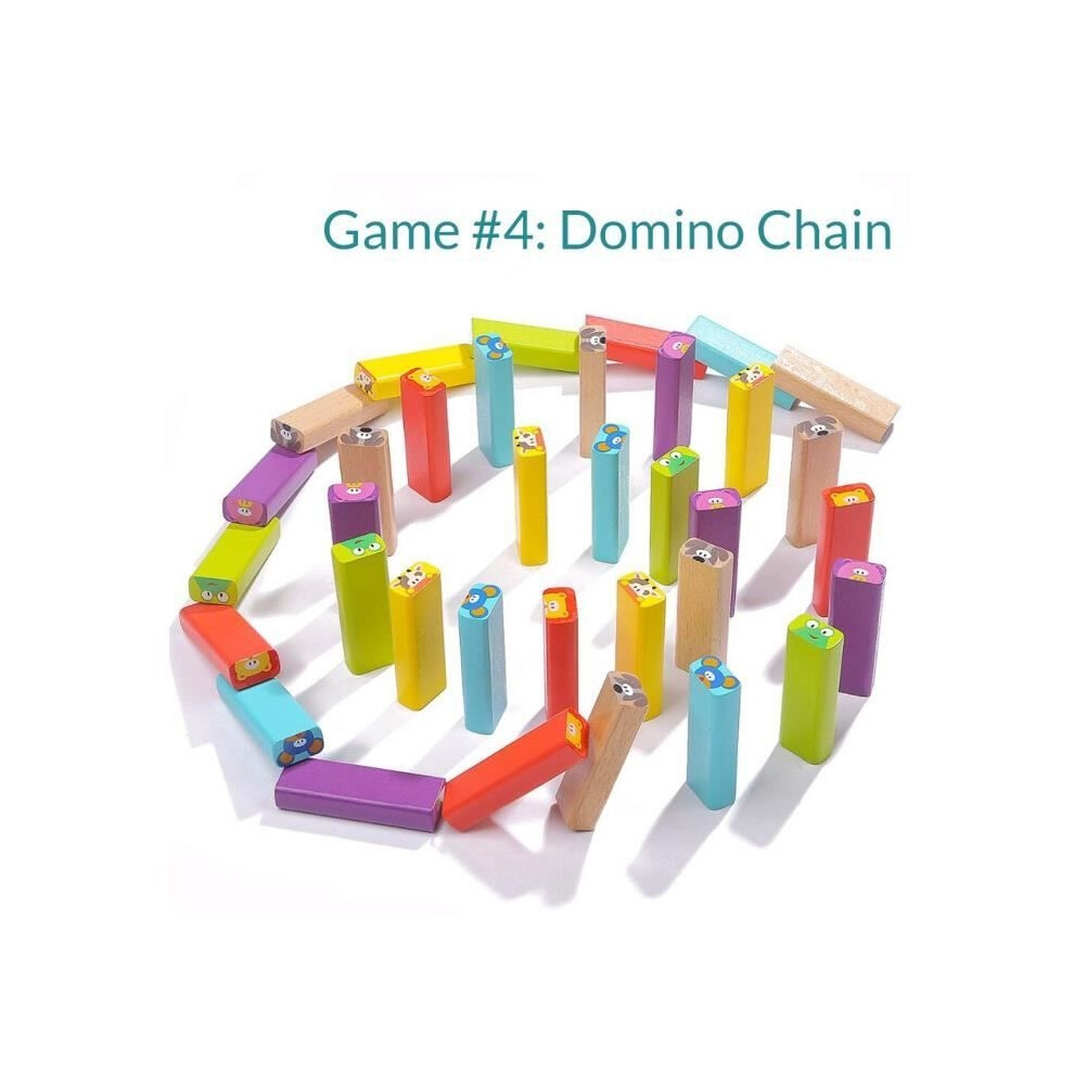 Aihontai Skill And Balance Game - Wooden Stacking Block Tower - Multicolored - 51 Pieces - Ages 3 To 9