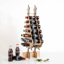 Calendrier de l'Avent en bois en forme de sapin de Noël pour 24 bouteilles de vin - ZGEER