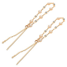 1Paar Comfortabele Anti-Slip Schoenriemen Dames Met Parelketting