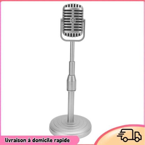 Dilwe Vintage Microphone Propeller Model Simulation Old-Fashioned Microphone Model with Stable Base and Video Silver 2