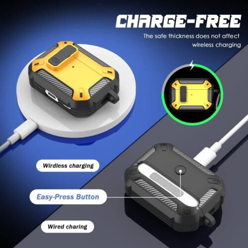 Protective Case - NOBRAND - AirPods Pro 2 - Hard TPU - Yellow - Security Lock 2