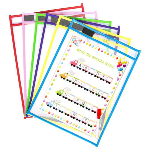 Reusable Dry Erase Pockets, 18 Pack Reusable Dry Erase Sleeves, Assorted Colors Sheet Protector 2