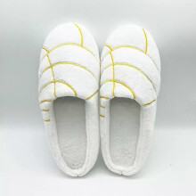 (40 yards, White) Concha Pan Dulce Slippers for Women Men, Plush House Slippers for Indoor