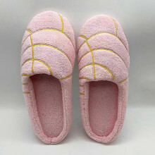 (39 yards, Pink) Concha Pan Dulce Slippers for Women Men, Plush House Slippers for Indoor