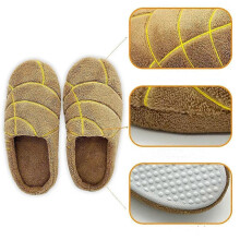 (39 yards, Dark brown) Concha Pan Dulce Slippers for Women Men, Plush House Slippers for Indoor