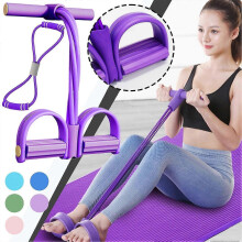 4 Tubes Pedal Pullers Tension Elastic Rope Set Lightweight Stretching Tummy Trimmer for Home Gym
