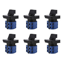 6X AC660V 25A 2-Pole 3-Position Momentary Plastic Rotary Changeover +Black
