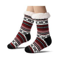 (Black and Red) 6 COLOR Ultra-thick Cashmere Slipper Home Socks, 2025 New Slipper Socks with Grips