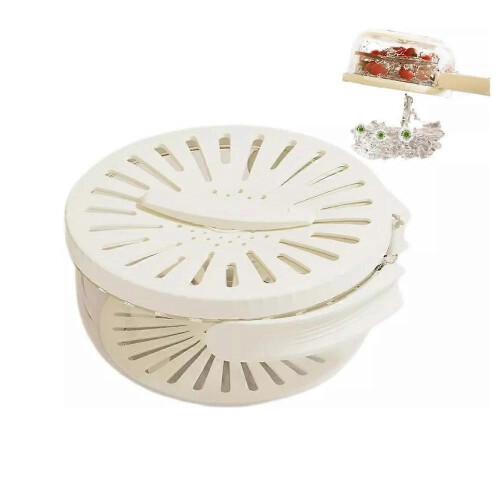 (White) Multifunctional Fruit and Vegetable Washing Bowl with Folding Handle, 2-in-1