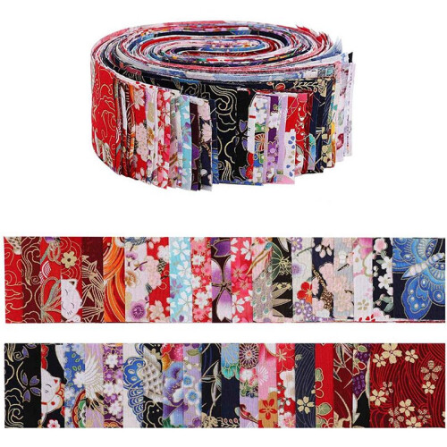 Jelly Roll Fabric Strips for Quilting,80 PCS Roll Cotton Fabric for Sewing with Different Patterns DIY  Patchwork 2