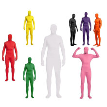 (190CM, Blue) Full Bodysuit Unisex Adult Costume Hood Spandex Stretch Unitard Body Suit