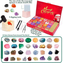 Crystal Advent Calendars 2025, Interactive Digging Crystal Natural Gemstone Kit 24 Days Christmas Countdown Calendar