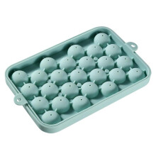 (Purple) 25 Grids Silicone Ice Ball Mold with Cover Easy Demould Ice Cube Tray Storage Box for Bar Home Party Kitchen