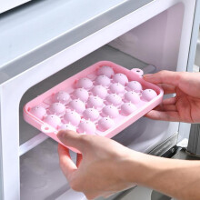 (Pink) 25 Grids Silicone Ice Ball Mold with Cover Easy Demould Ice Cube Tray Storage Box for Bar Home Party Kitchen