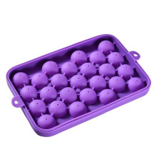 (Pink) 25 Grids Silicone Ice Ball Mold with Cover Easy Demould Ice Cube Tray Storage Box for Bar Home Party Kitchen