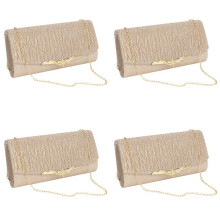4X Sac de Soirée pour Femme Fête Banquet Paillettes Sac pour Femmes Filles de Mariage Embrayages Sac À Main Chaîne Sac À Bandoulière (Champagne)