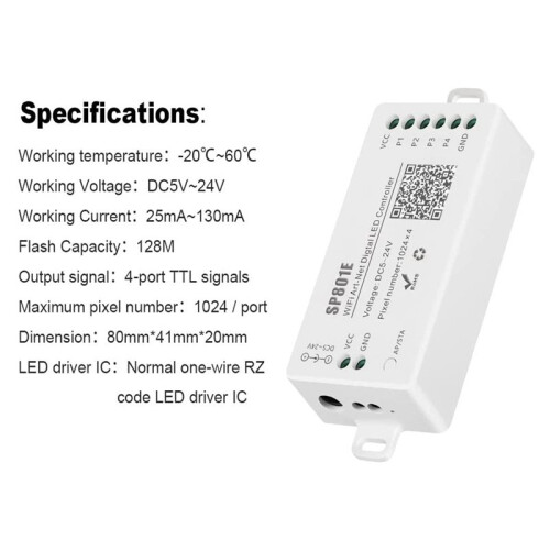3X SP801E Wifi Art-Net LED Controller LED Matrix Panel Module WS2812B WS2811 Light Strip Wireless Control DC5-24V 2