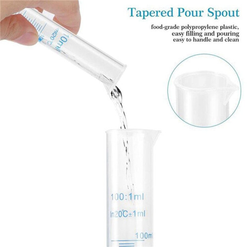 4X Measuring Cylinder Plastic Graduated Tube Tool for Lab(100Ml) 1