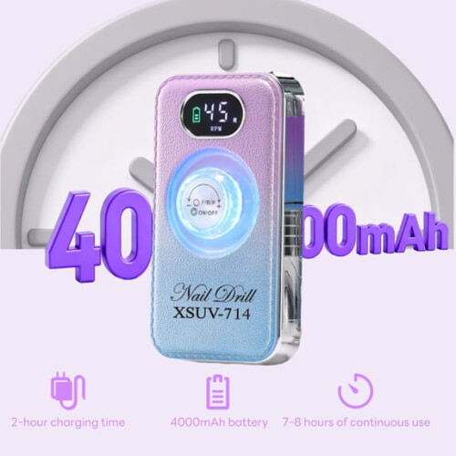Τρυπάνι νυχιών 45000 RPM, επαγγελματική λίμα νυχιών 2 σε 1 και λάμπα LED, ε 1
