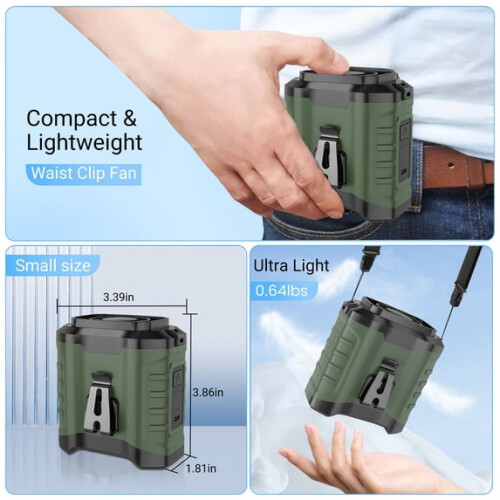 Φορητός ανεμιστήρας μέσης 7200mAh με ζώνη και κλιπ, με λειτουργία επαναφ 1