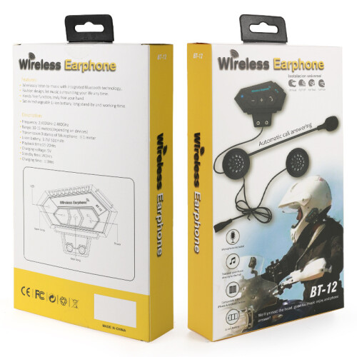 Motorcycle Helmet Bluetooth Headset BT12 Intercom Communication System for Hands-Free Riding 2