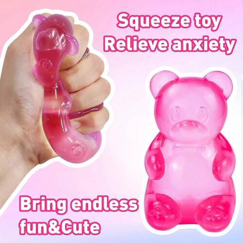 Ζελεδάκια με Μπάλα Stress Squishy, Διαφανές Ροζ Αρκουδάκι, Μαλακό, Αισθητη 1