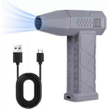 (gray) Electric Air Blower 130000RPM Powerful Snow Blower High-speed Dust Fan Mini Turbo Jet Fan Handheld Brushless Motor Car Dryer