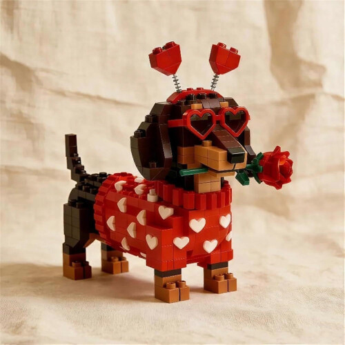 Σετ από τούβλα Dachshund για την ημέρα του Αγίου Βαλεντίνου 2026, χαριτωμέν 2