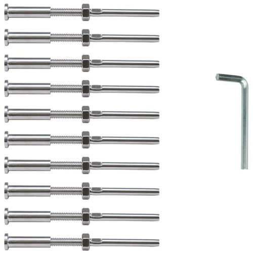 60Pcs Invisible Turnbuckle Hand Swage Threaded Stud Tension Hex  End Fitting Receiver Terminal 1