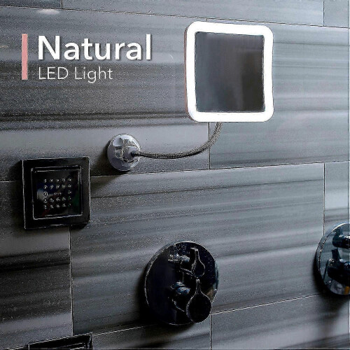 Makeup Mirror with Lights, 10x Magnification for Precise Application, Powerful Suction Cup, Natural Daylight LEDs for Cl 1