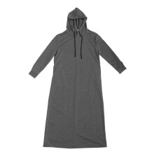 1X Grijze Hoodie Jurk Met Lange Losse Casual Damesjurk