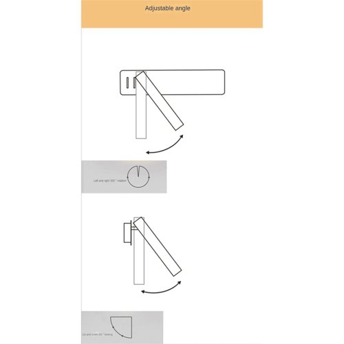 Aplique de parede moderno para cabeceira com LED (pacote com 2) 2